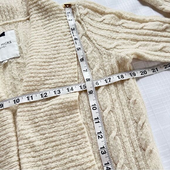 VTG Y2K Gilly Hicks Wool Blend Open Front Bone Colored Cardigan Size M - Picture 10 of 13